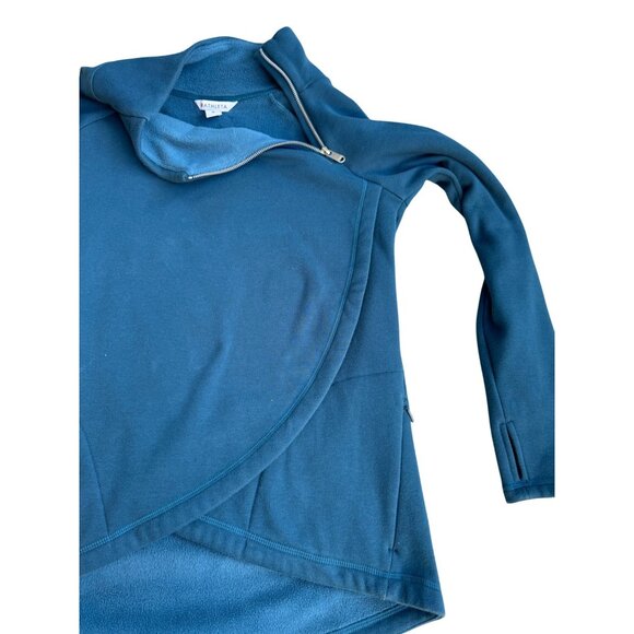 Athleta Women's Medium Blue Asymmetrical Zip Fleece Pullover - Picture 2 of 9